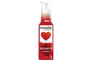 Masculan Gel lubricant Strawberry cu dozator 75ml (5278662295692)