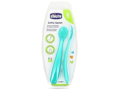 Chicco Lingurita cu virful din silicon albasta 6M 2buc