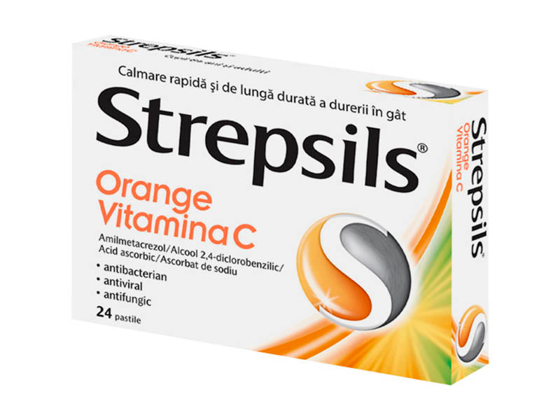 Strepsils Orange vitamina C pastile