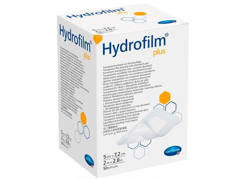 Hartmann Hydrofilm Plus Прозрачный пластырь, самоклеящийся, с абсорбирующей основой, водостойкий 5x7,2 см 685771