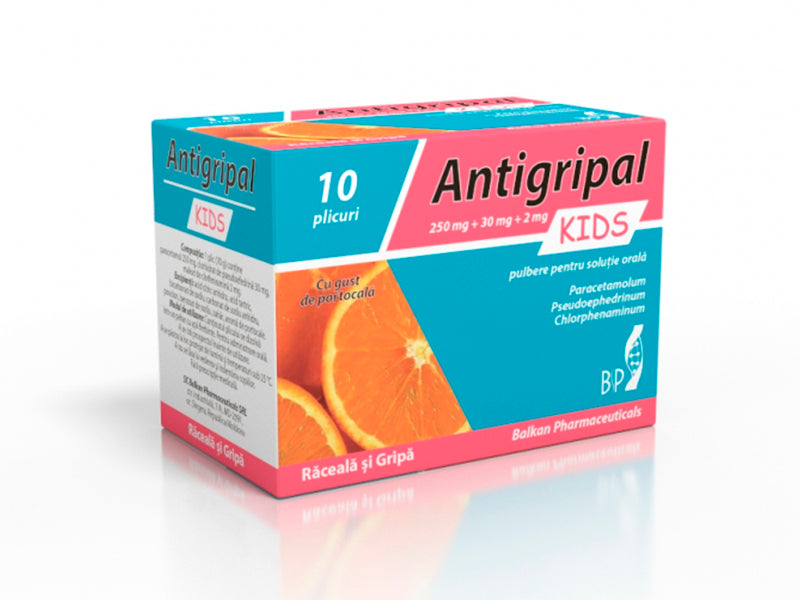 Antigripal Kids Portocala 250mg/30mg/2mg pulb./sol.orala (5280371835020)