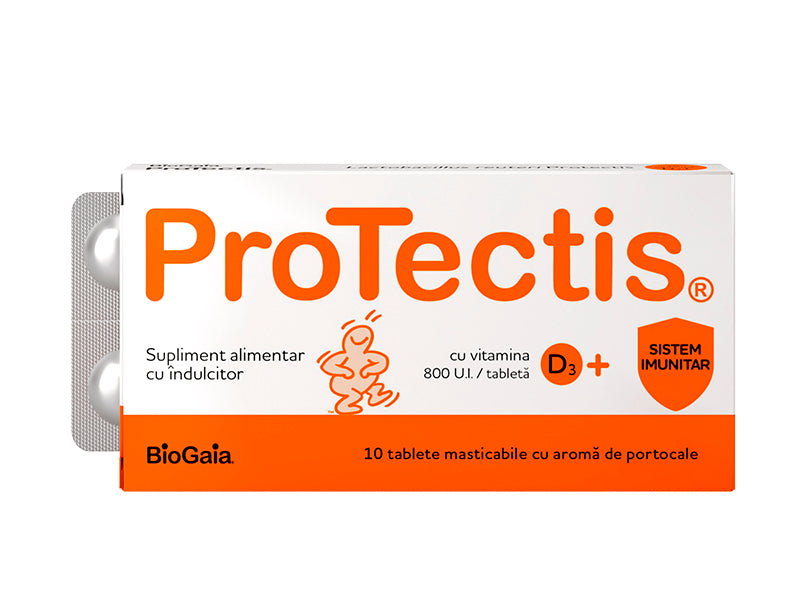 Protectis Probiotic+Vit D3 (800 UI) comp.mastic. Portocale