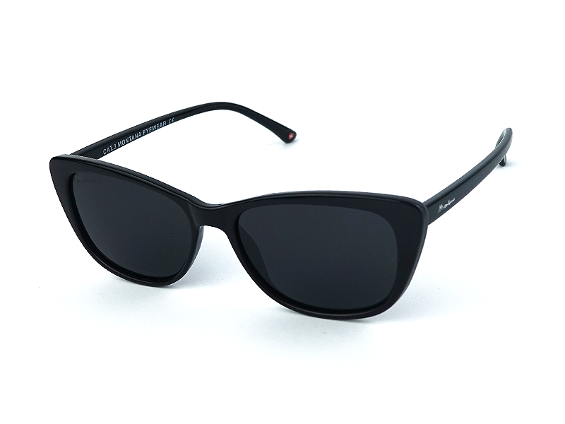 Солнцезащитные очки Montana MP42 54-15-141, ацетат, женские, бабочка, черные + мягкий чехол