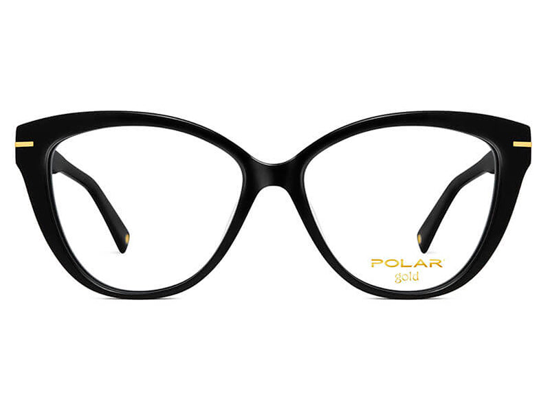 Rama Optica cu husa Polar Eyewear model Gold 04 col. 77 din acetat, shiny black, pentru femei, fluture