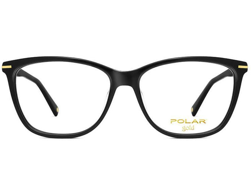 Rama Optica cu husa Polar Eyewear model Gold 09 col. 77 din acetat, shiny black, pentru femei, fluture