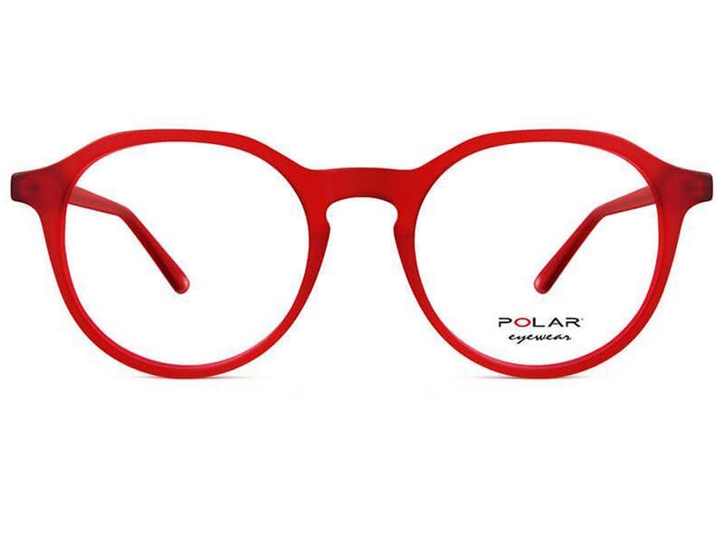 Rama Optica cu husa Polar Eyewear model 1917  col. 22 din acetat, matt red, unisex, rotund