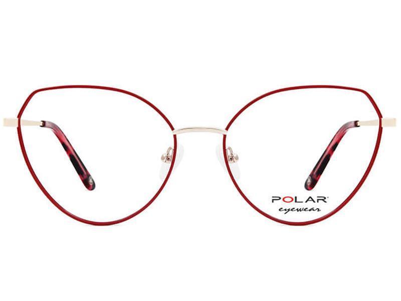Rama Optica cu husa Polar Eyewear model 890  col. 22 din metal, shiny gold-red, pentru femei, cat eyes