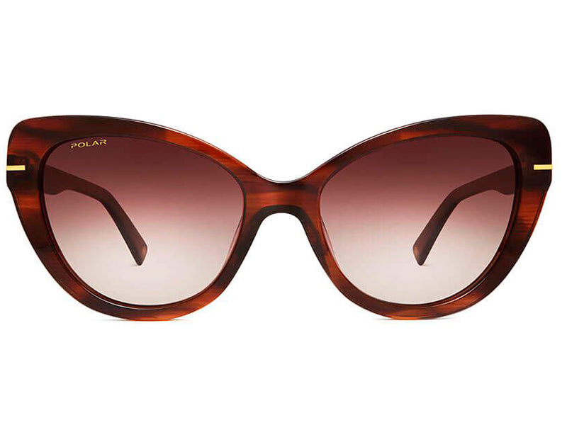 Ochelari de soare cu husa Polar Sunglasses model Gold 106 col. 430 polarized din acetat, shiny brown, pentru femei, fluture
