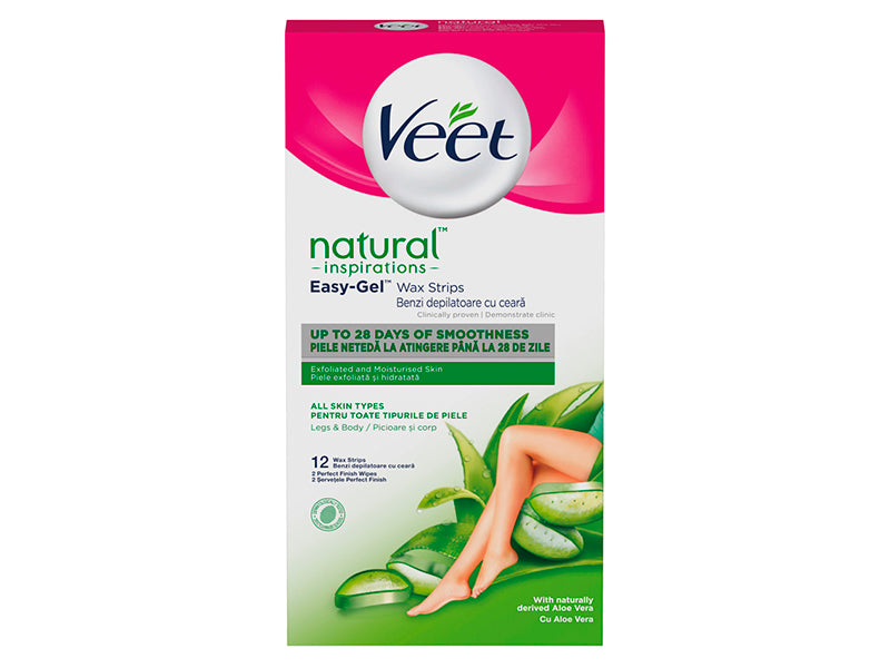 Восковые полоски Veet Easy-Gel Natural Inspirations для холодного тела, 12 полосок