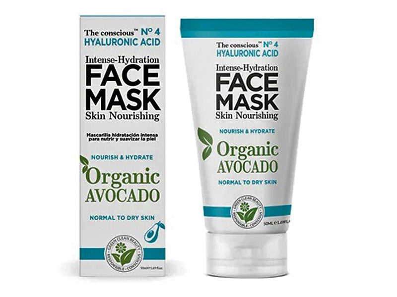 Сознательная маска для лица Гиалуроновая кислота с органическим авокадо 50мл